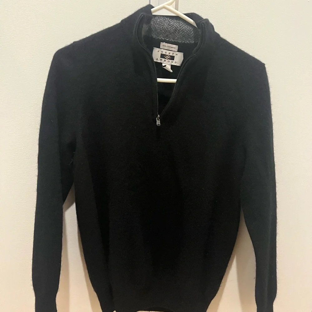 Joseph Abboud Men's Black Cashmere Zip-Up Sweater